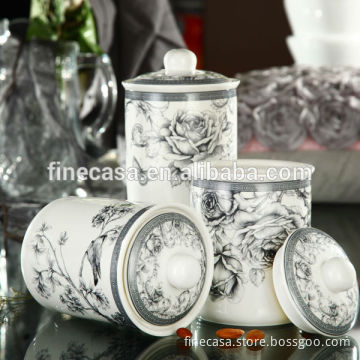 800CC Elegant Fine New Bone China Ceramic Canister of Nocturne